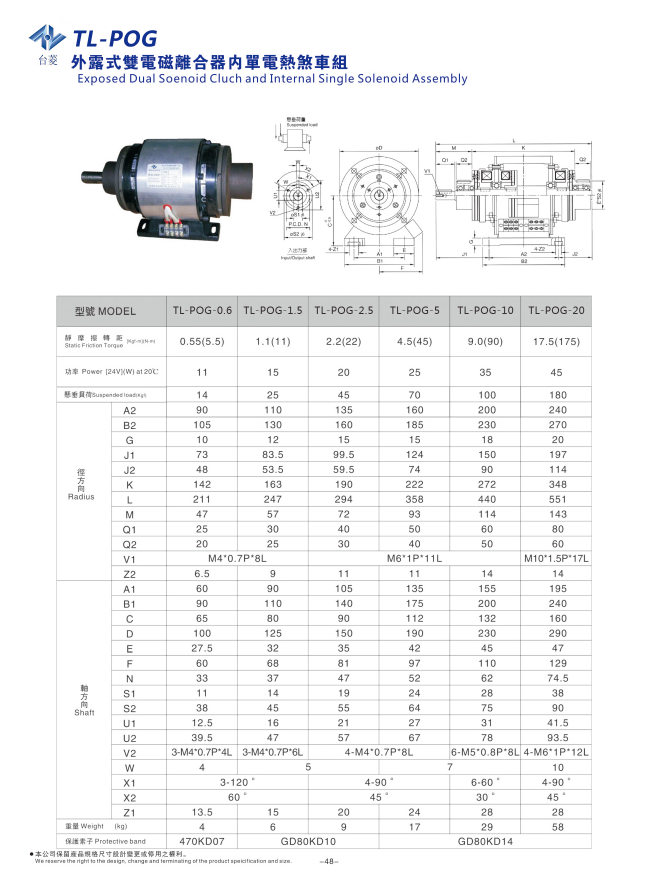 外露式雙電磁離合器